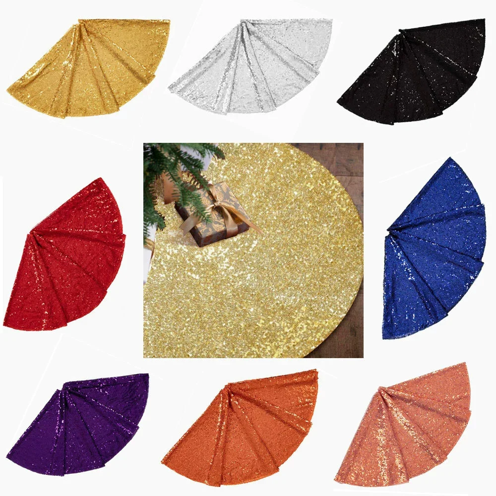 

1pc Christmas Golden &Red Tree Skirt Decoration Sequined Christmas Tree Skirt Christmas Tree Decoration Bottom Apron Tree Skirt