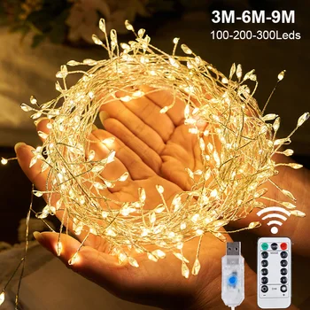 3/6/9M USB Power LED Firecracker String Lights รีโมทคอนโทรล ...