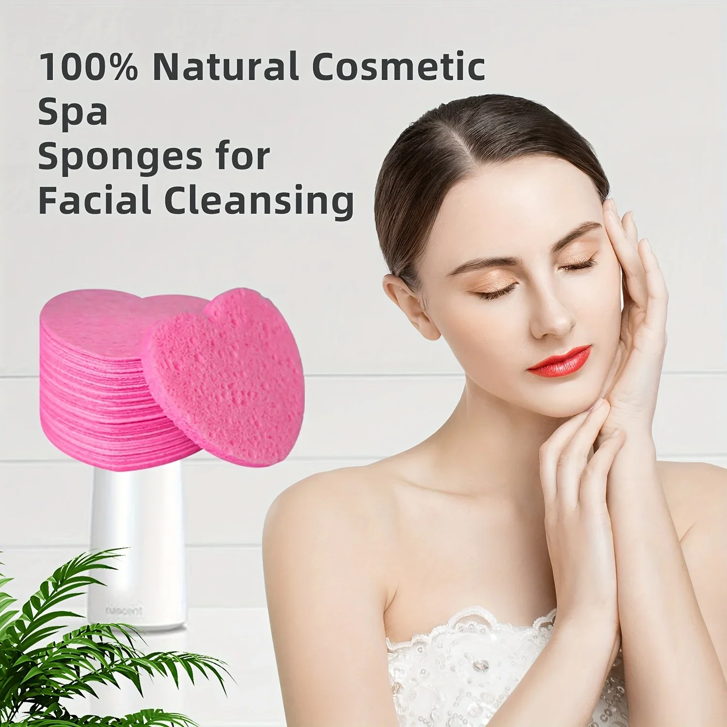 20 Pieces Facial Sponges Heart Shape Compressed Facial Natural Facial Cleansing Pads Exfoliating For Cleansing Reusable