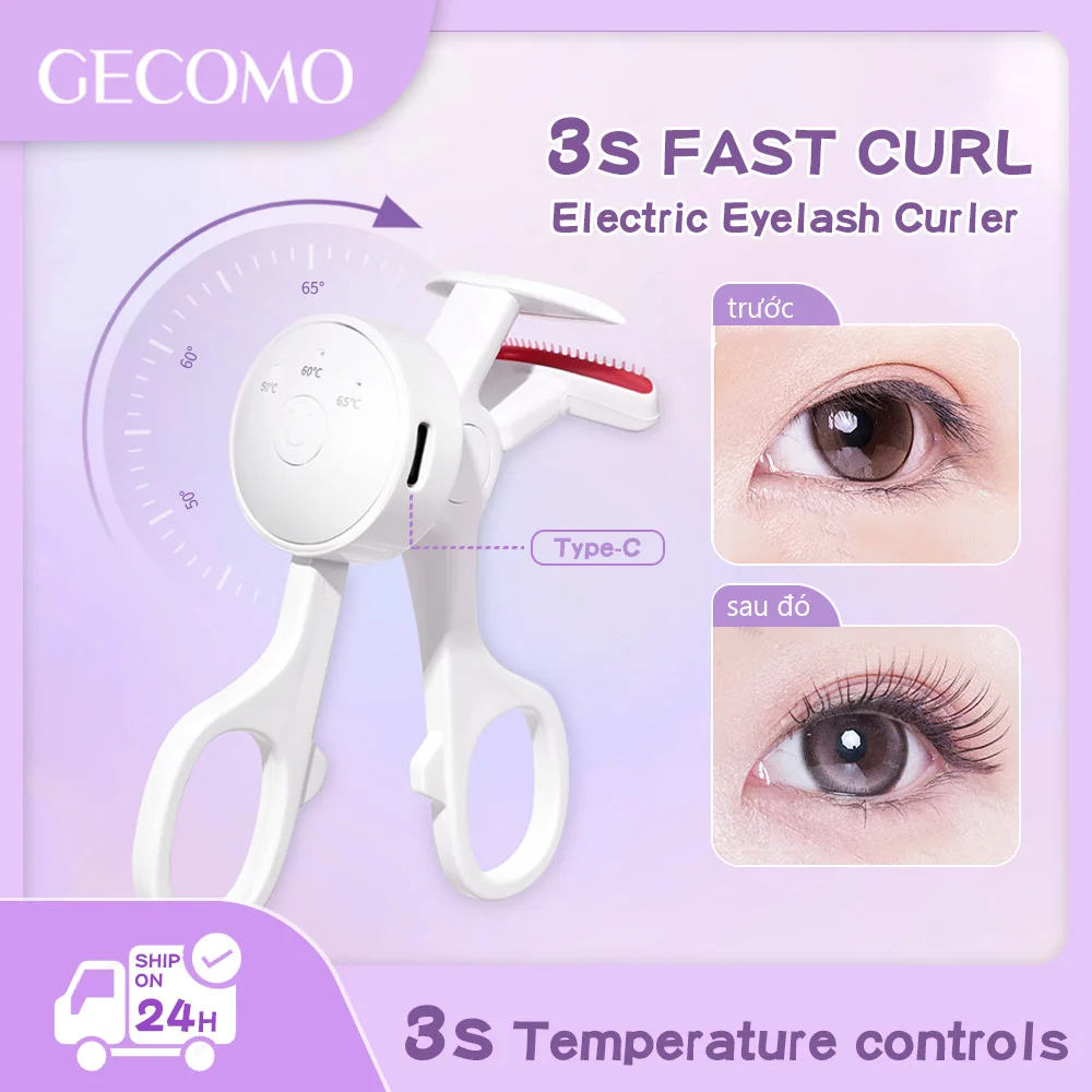 GECOMO Frameless Heated Eyelash Curler Intelligent Temperature Control Rechargeable Eyelash Long-lasting Curling Device