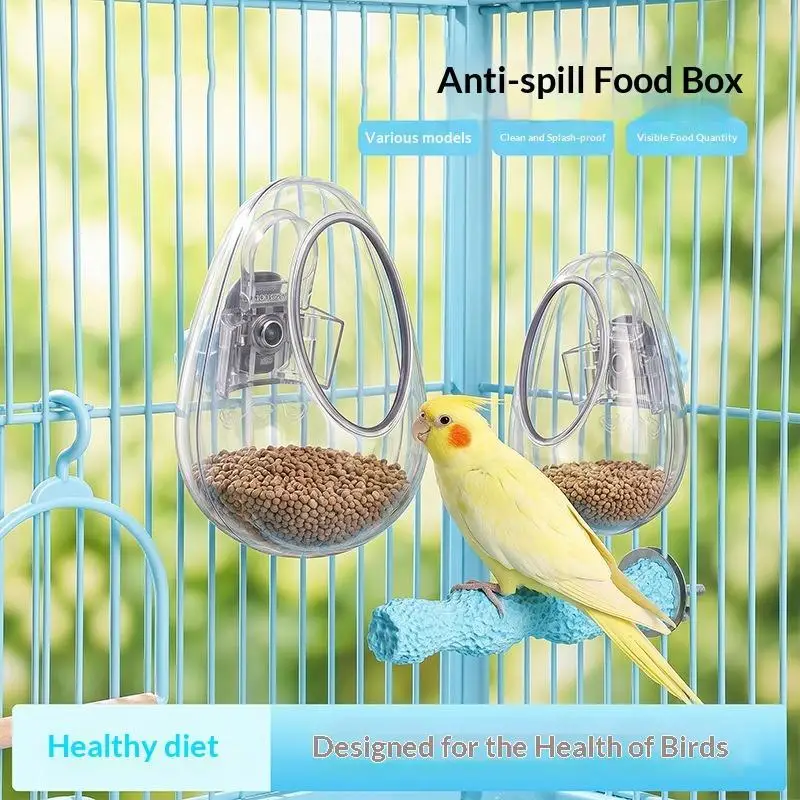 Mangeoire murale pour oiseaux : Distributeur d'aliments et d'eau pour perroquets en plastique transparent détachable anti-éclaboussures