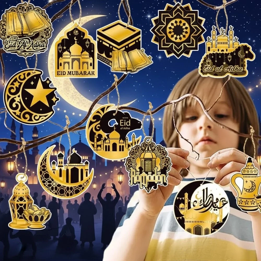 

Cultural Festival Hanging Decor Moon Stars Castle Design Ramadan Party Supplies Home Celebration Ornament Mubarak