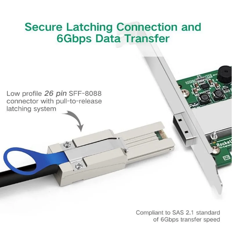External Mini SAS 26Pin 4X SFF-8088 to SFF 8088 4 Lane Data Disk Raid Multilane Cable 6Gbps
