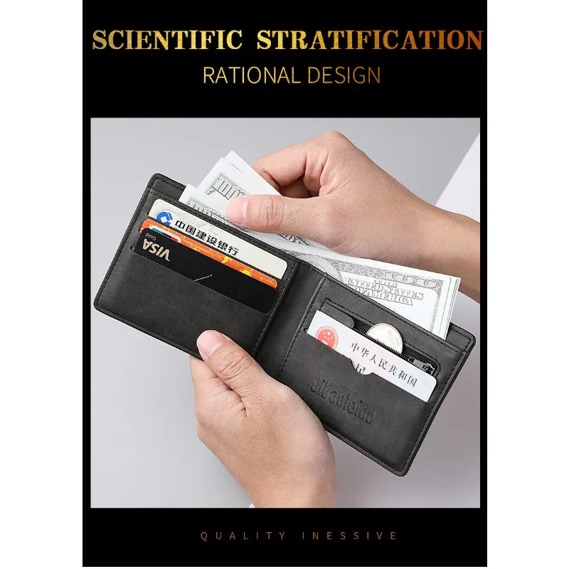 Fashion PU Leather Men Wallet Large-capacity Multi-card Slot Card Bag Folding Money Bag Lightweight Short Skin Short Purse - view 2