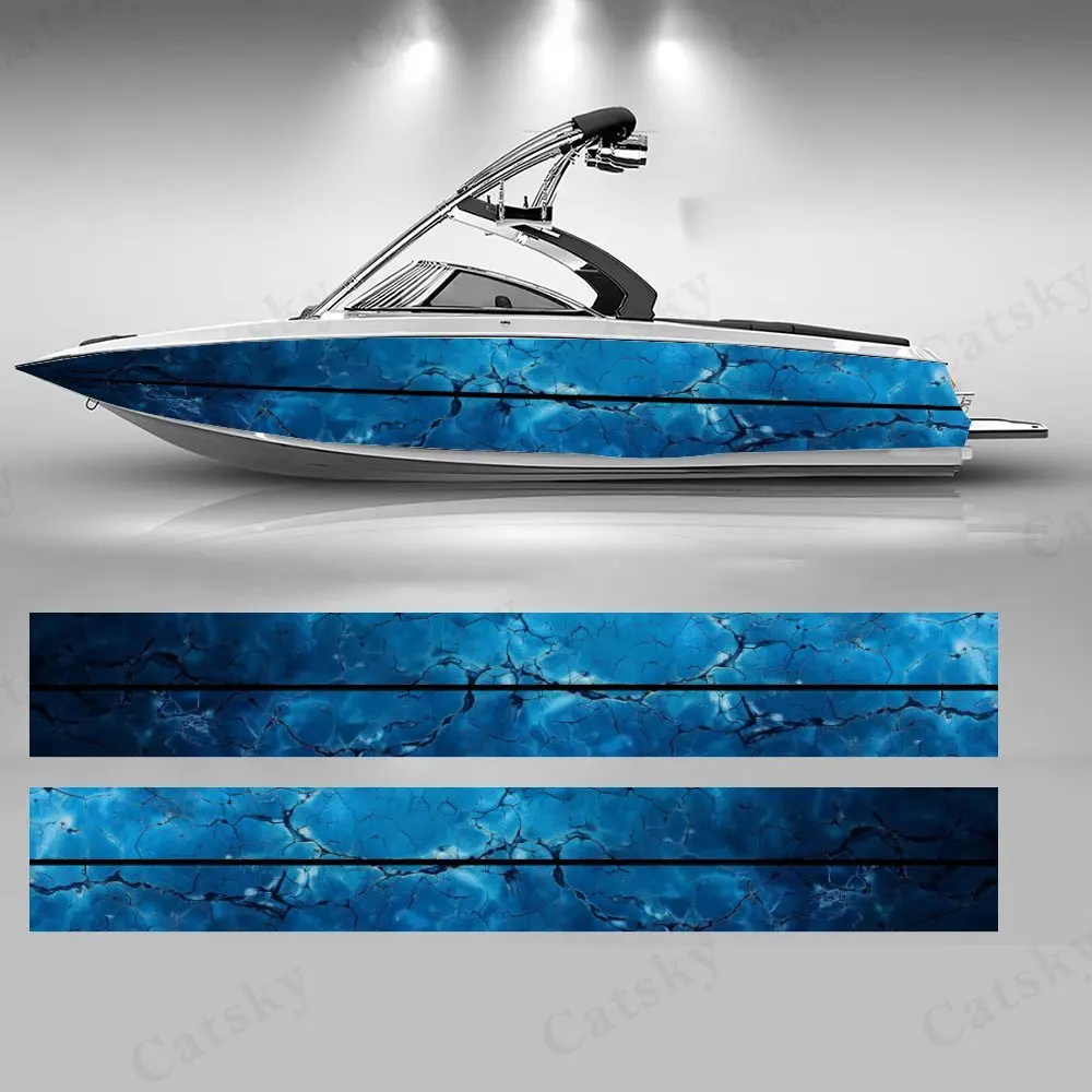 

Ice Crack Blue Pattern Boat sticker vinyl ship pontoon deck Boat fishing decorative pontoon boats decal
