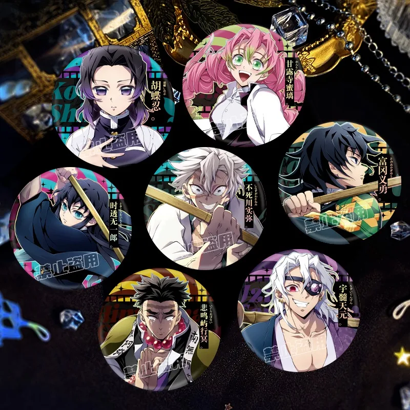 Broche de dessin animé mignon, Monténégro de démons, Tokitou Muichirou, Giyu Tomioka, Kochou ShISA, Danemark ge de coulée, Périphérique d'anime, Produits Kawaii