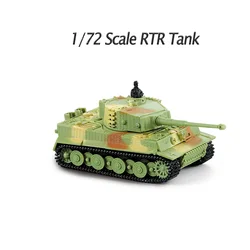 1/72 RC RTR Tiger Tank WW2 Battle Tank BB Shoot Sound Turret Rotates 2.4G Remote Control Assembled Tank Toy Model Gift for kids