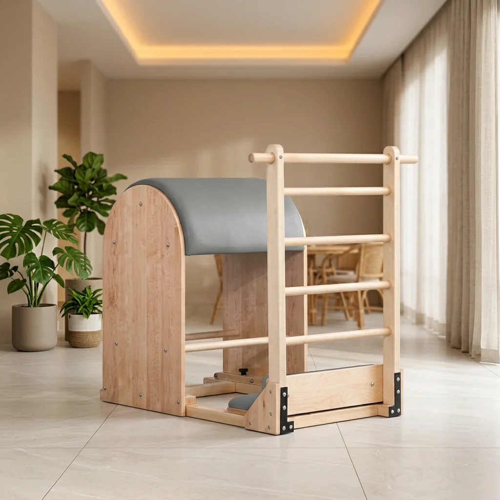 

Oak Wood Pilates Ladder Barrel Adjustable Simple and Stable for Yoga Stretching Exercises Gym Pilates Studio