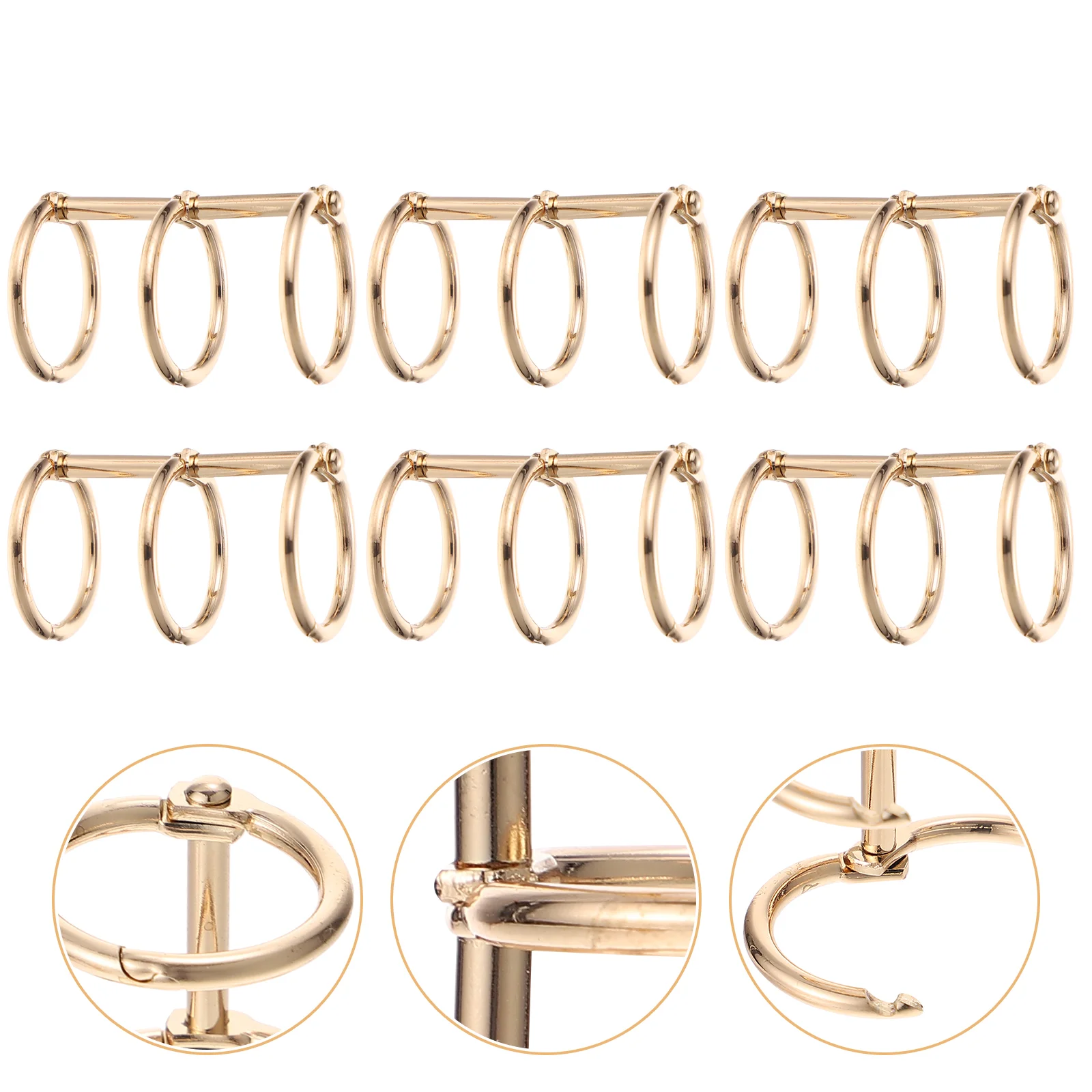 6 Pcs Folder Ring Gold Plated Rings Loose Leaf Binder Binding Book Circles DIY Notepad Alloy Clamp Office