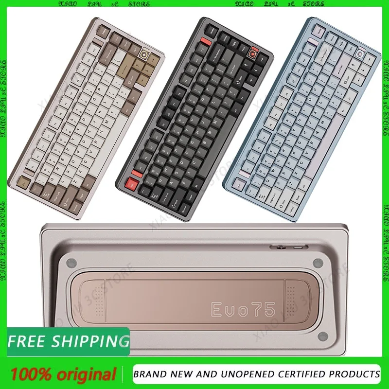 

Игровая механическая клавиатура EvoWorks EVO75, 3-режимная беспроводная, быстрая съемная алюминиевая клавиатура, функция горячей замены QMK/VIA