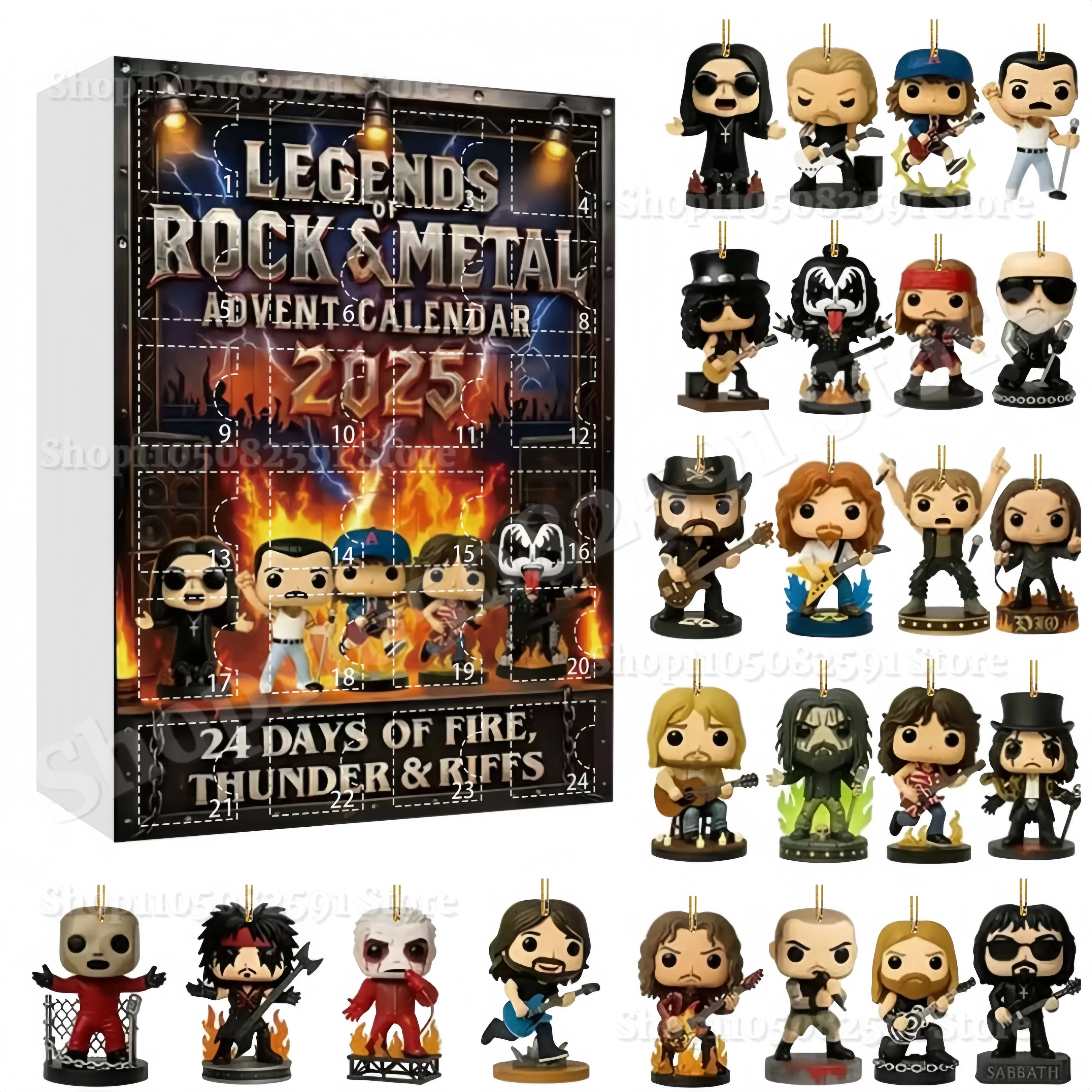 

Rock and Metal Advent Calendar Christmas Gifts 2D Flat Acrylic Iconic Music Character Is Suitable for Rock and Metal Fans' Gifts