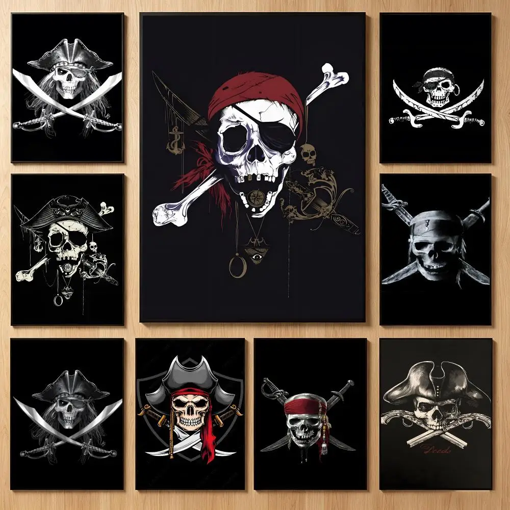 Vintage Pirate Art C-Calico Jack Poster Classic Self-Adhesive PP Wall Sticker for Living Room Bar Decor Gift