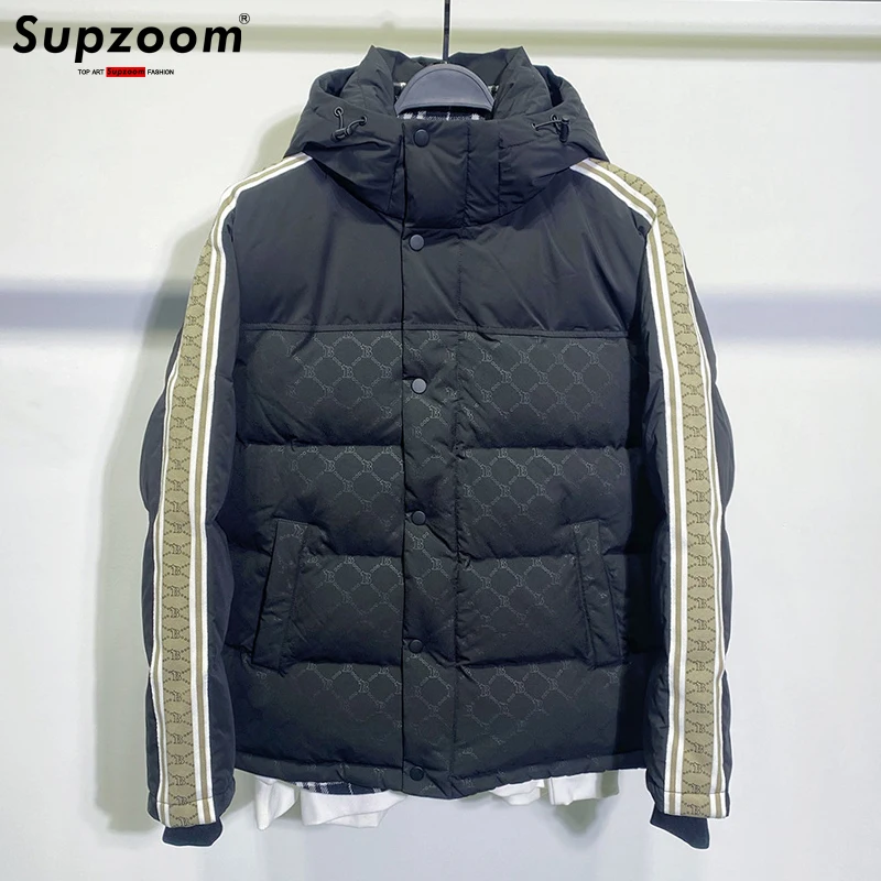 Supzoom 2022 New Arrival Top Fashion Brand Loose Winter Large Letters Patchwork Warm Plaid Padded Coat Casual Down Jacket