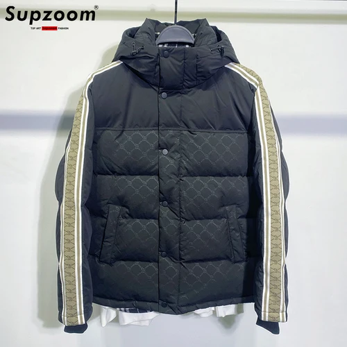 Supzoom 2022 루즈한 겨울 대형 글자 패치워크, 따뜻한 격자 무늬 패딩 코트, 캐주얼 다운 재킷, 최고 패션 브랜드, 신상 