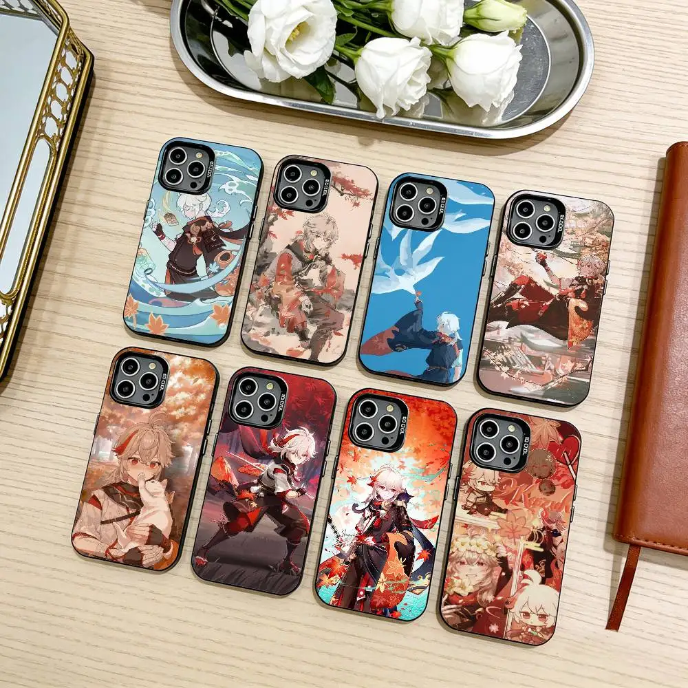 

Genshin Impact Kaedehara Kazuha Phone Case For iPhone17,16,15,14,13,12,11 Plus,Pro Max Black Candy silver phone case