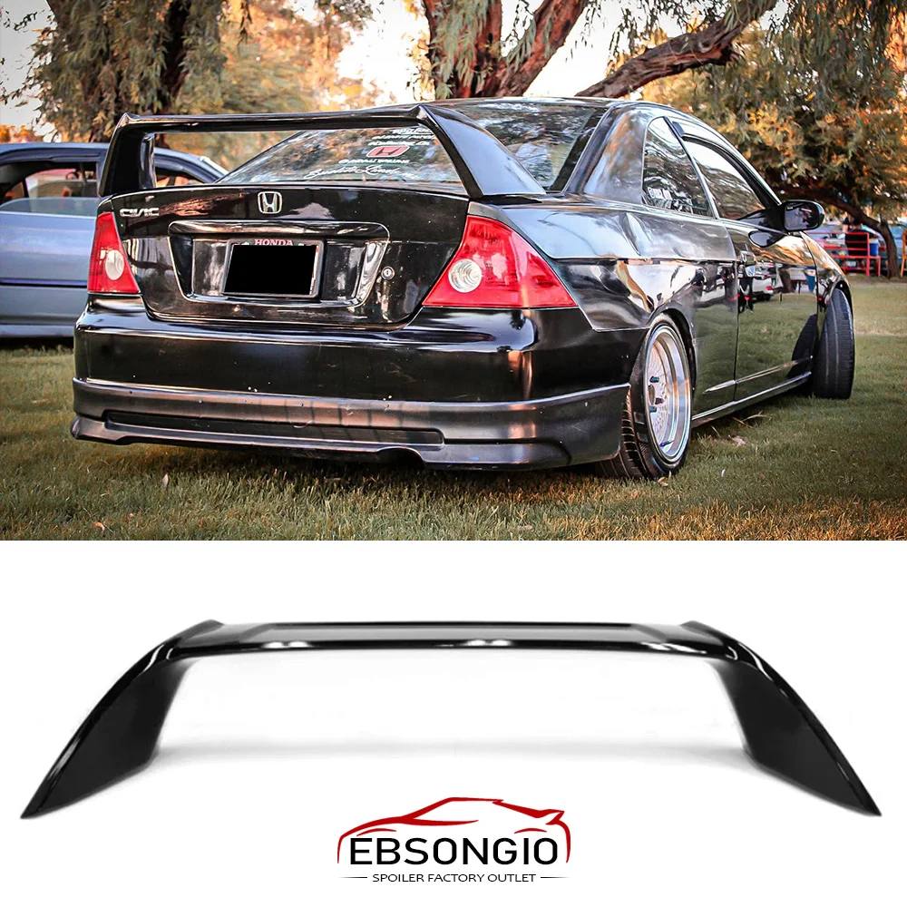 Für 2001 2002 2003 2004 2005 Honda Civic 2-Türer 2D 2Dr Coupé Type R Style HOCHGLANZ SCHWARZ Heckspoiler Flügel