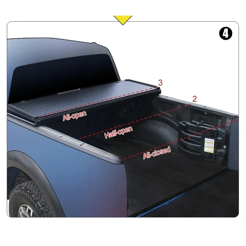 

Auto Parts Custom Truck Bed Aluminum Hard Tri Fold Tonneau Cover for NP300