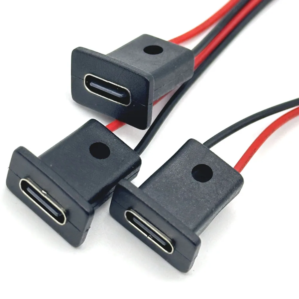 2Pin USB-C Type Waterproof USB Connector Direct Compression Female Base Female Socket Charging Interface With Welding Wire ZH1.5