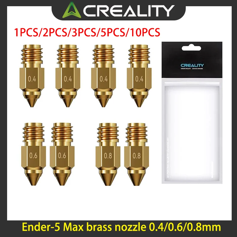 

Creality Official Ender-5 Max Brass Nozzle Set– High Thermal Conductivity, High Hardness, Less Clogging & No Leakage
