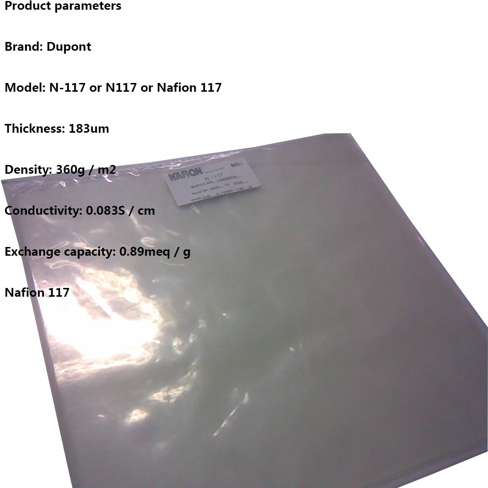 10x10 cm, 10x20 cm, 20x20cm DuPont Proton Exchange Membrane Nafion 117 Membrane perfluorinated sulfonic acid ion N117