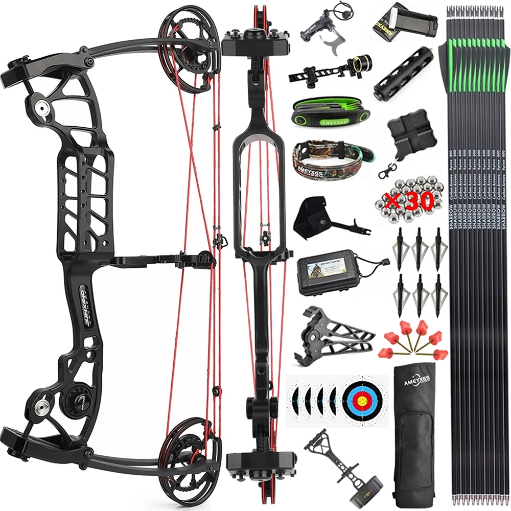 

JUNXING 40-70lbs Compound Bow Kit Adjustable Dual-use Archery Steel Ball Arrows Set Outdoor Shooting Hunting Target Accessories