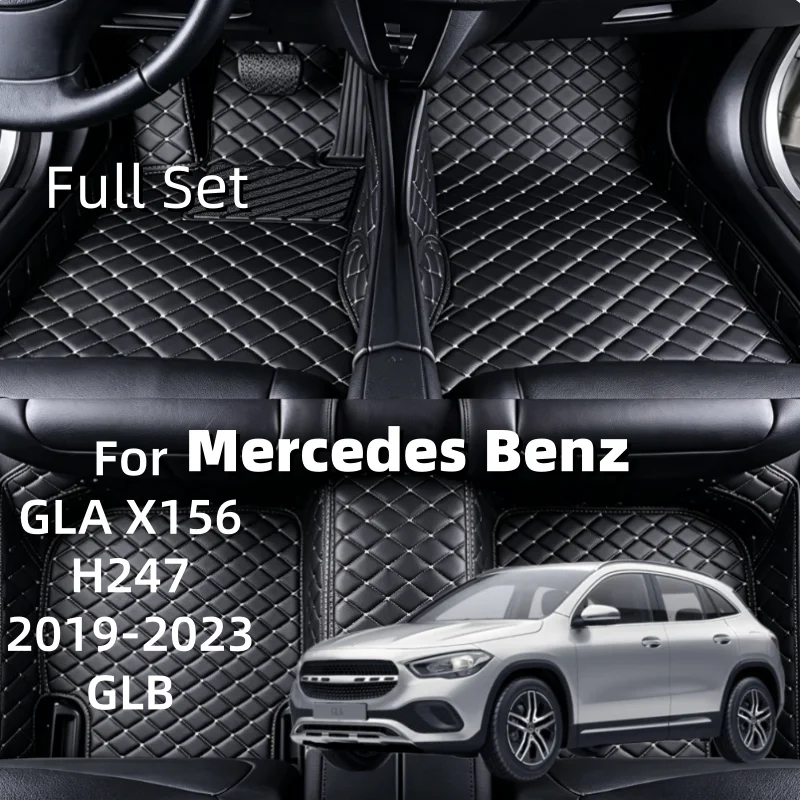 Custom 3D Car Floor Mats For Mercedes Benz GLA X156 H247 2019-2023 GLB Interior Accessories Artificial Leather 5 Seat 7 Seat