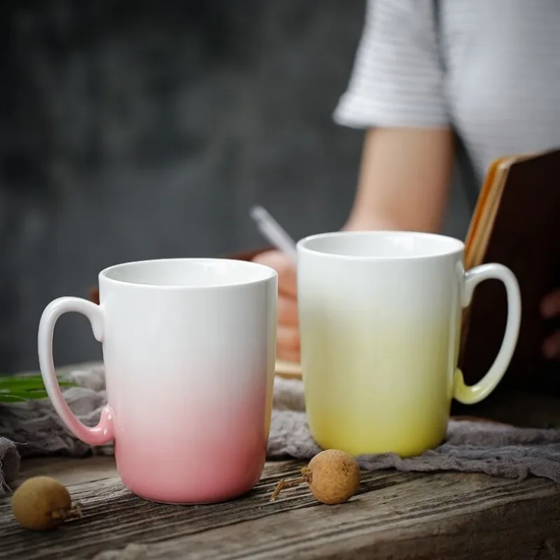 

SUSHI CERAMICS Mug Candy Colored Ceramic Water Cup Minimalist Artistic Style Couple Pairing Coffee Cup Office Tea Cups 2pcs