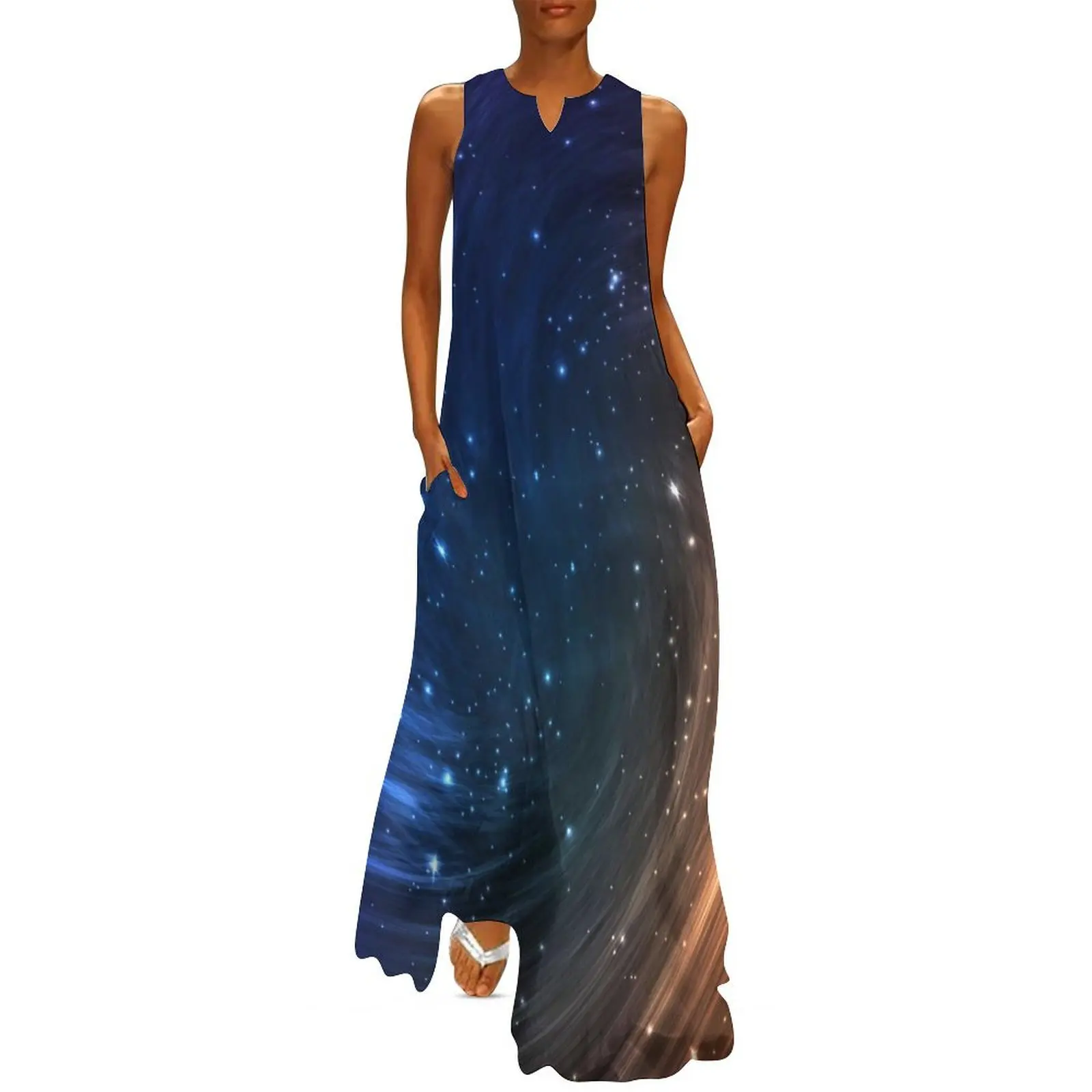 

Space Galaxy Dress Summer Colorful Cosmic Street Wear Bohemia Long Dresses Female Custom Vintage Maxi Dress Big Size 4XL