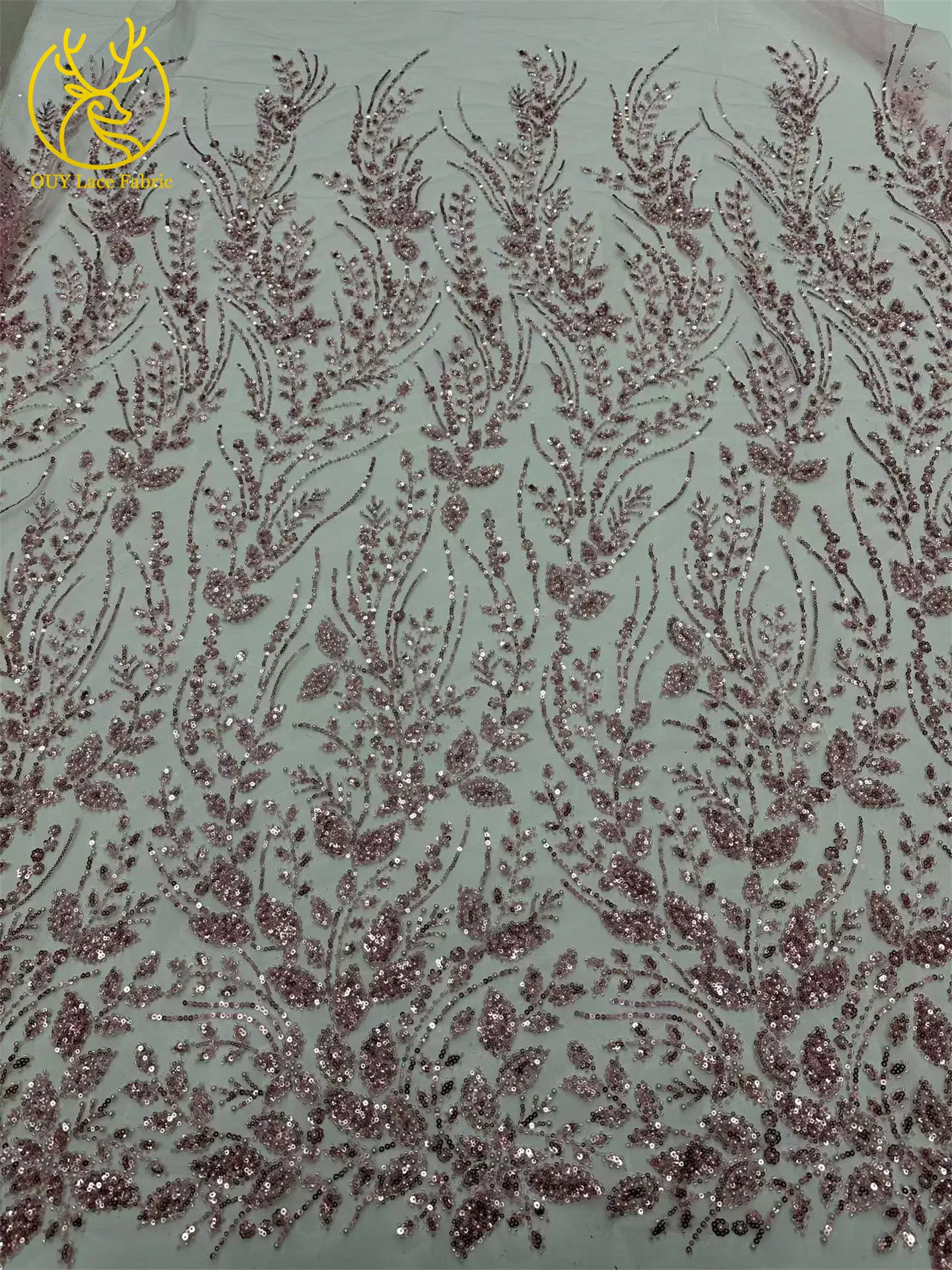 5 Yards grüner afrikanischer Spitzenstoff, hochwertige französische Pailletten, Perlenstickerei, Tüllspitze für nigerianische Frauen, Abendkleid – Detail 5