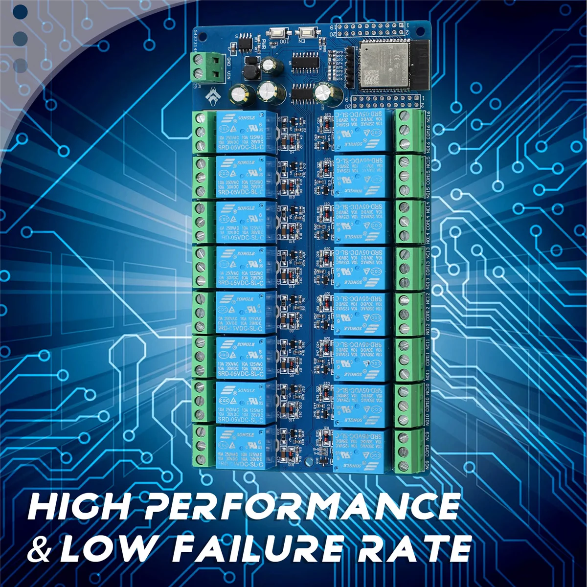 16 módulo do relé do canal, fonte de alimentação, placa do desenvolvimento esp32, esp32-wroom, módulo secundário do desenvolvimento, dc5-12v