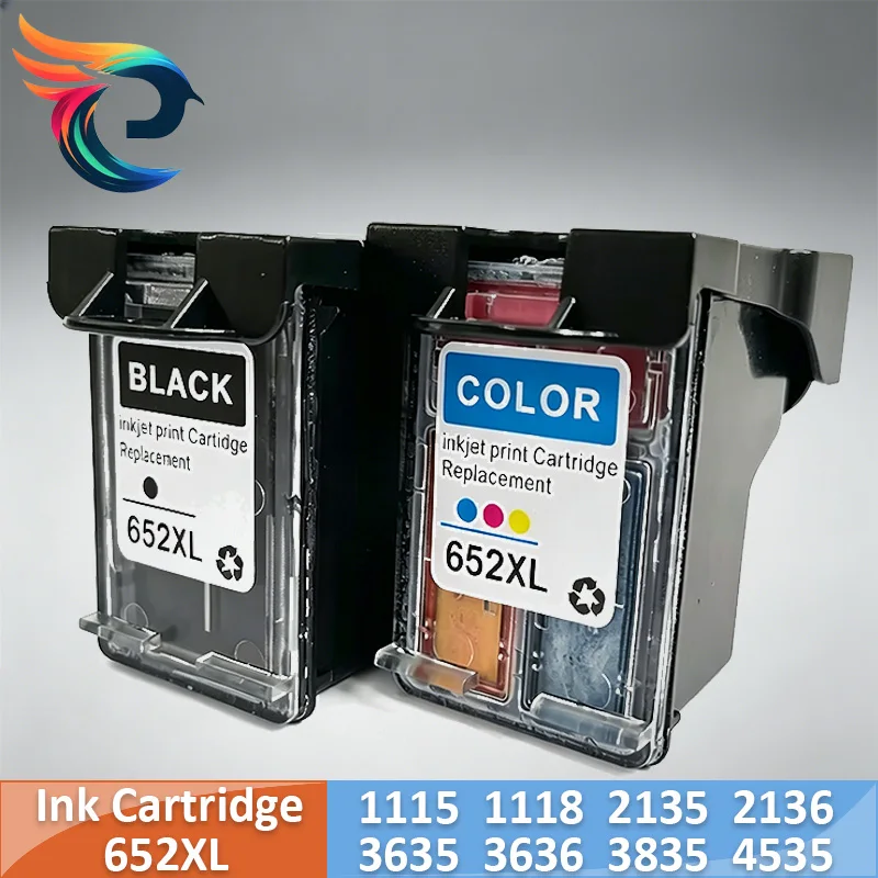 Cartucho de tinta recargable 652XL, repuesto para impresora HP 652 652 XL Compatible con Deskjet 1115 1118 2135 2136 3635 3636 3835 4535