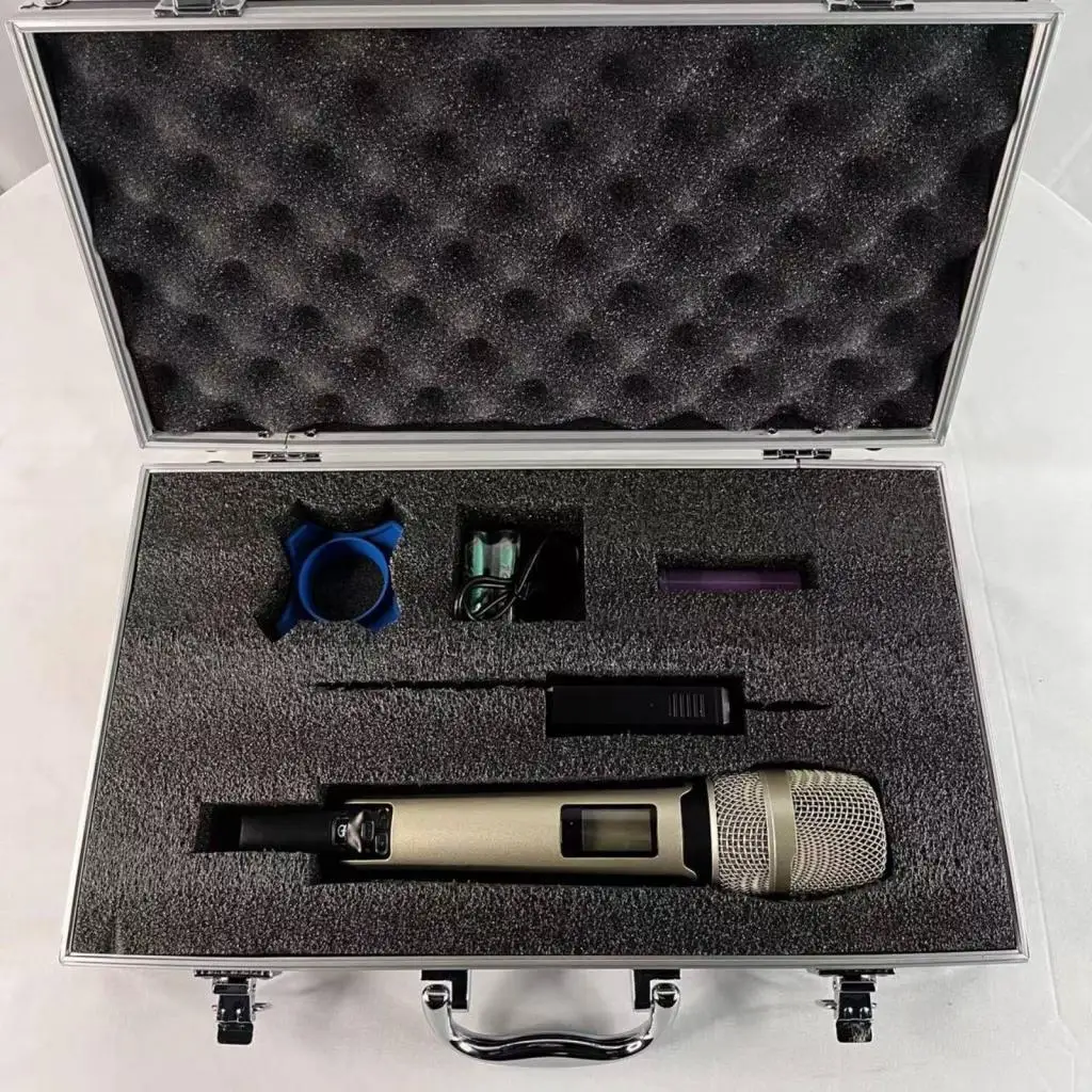Microphone Storage Toolbox Aluminum Case with Protective Sponge for Vocal Mic Sound Card and Streaming Gear