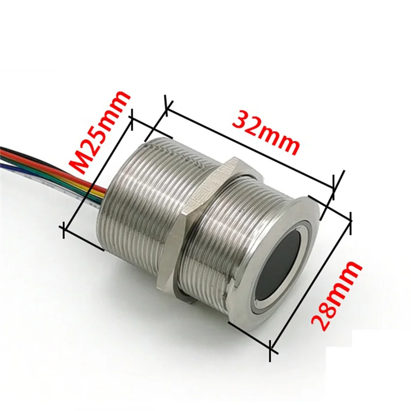 N82R R503 دائري دائري RGB حلقة مؤشر LED التحكم DC3.3V MX1.0-6Pin بالسعة بصمة وحدة الاستشعار الماسح الضوئي ، 15 مللي متر