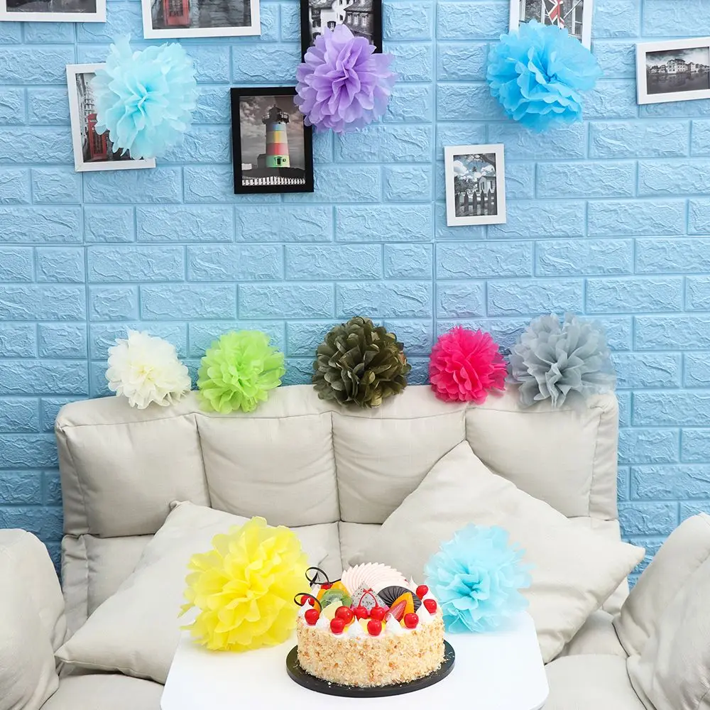 9 Pack DIY Craft Home Decor Birthday Favors Hanging Garland Pom Ball Tissue Paper Flower Home Decoration