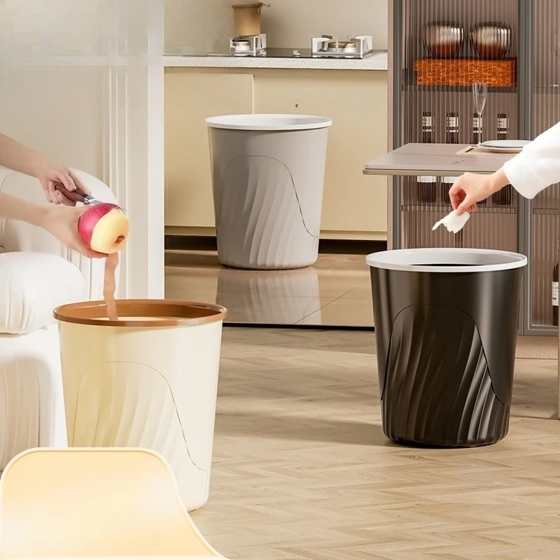 

Large Capacity Trash Can for Home Kitchen Living Room Bedroom Bathroom Office with Press Ring