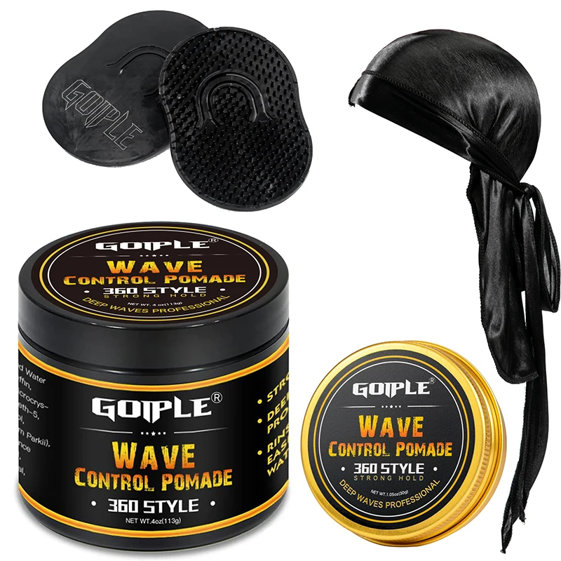GOIPLE Strong Hold, profesjonalna pomada z falami, czarna męska z jedwabistą czapką Durag na bazie wody, stylizacja gliny