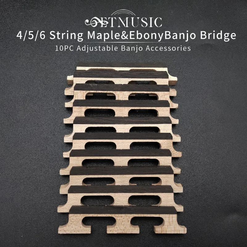

10Pcs 4/5/6-String Banjo Bridge Maple/Ebony Banjo Bridge Accessories