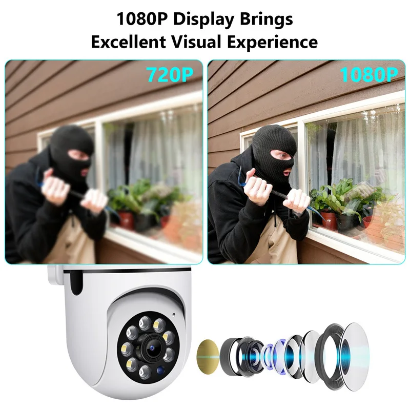 2MP Wifi IP Camera Outdoor 4X Digital Zoom Wireless Security Surveillance Camera Two-way Audio Night Color Cam AI Human Tracking