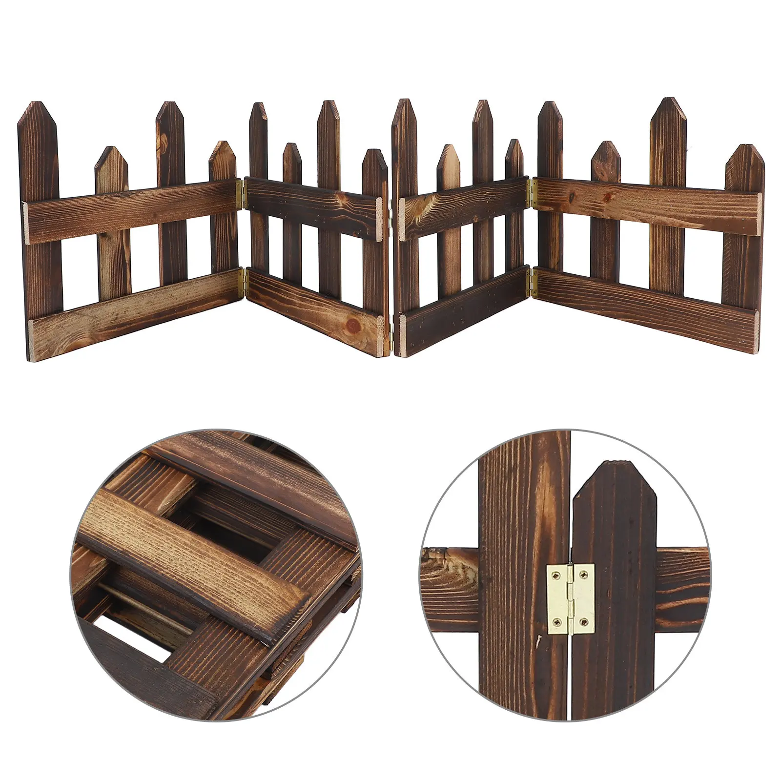 Wooden Garden Fence Natural Finish Sturdy Interlocking Design Easy Install Flowerbed Lawn Edging Balcony Railing Outdoor Decor