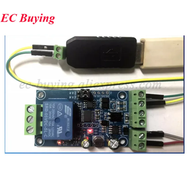 Modbus RTU 릴레이 모듈 1 2 4 채널 7-24V RS485 TTL UART 출력 12V 입력 485 통신 TTL 핀 Modbus-Rtu 역방향 방지