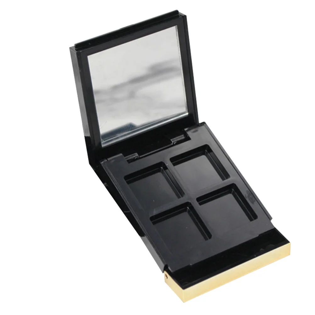 

Empty 4 Compartments Black Mini Eyeshadow Palette Flip Cover Mirror Portable Refillable Makeup Case Mini Eyeshadow Palette
