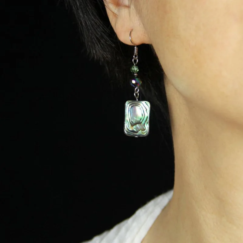 Vintage Design Unusual Earrings Abalone Shell Acetic Acid Version Acrylic Geometry Square Dangle Drop Earrings Women Wholesale