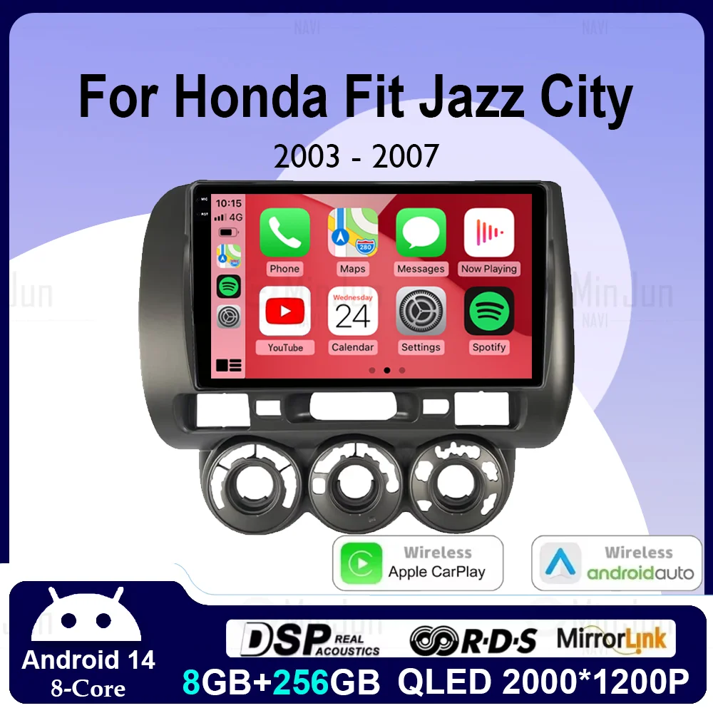 

Android 14 For Honda Fit Jazz City 2003 2004 2005 2006 2007 Carplay Auto Car Radio Multimedia Video Player Navigation GPS 4G DSP