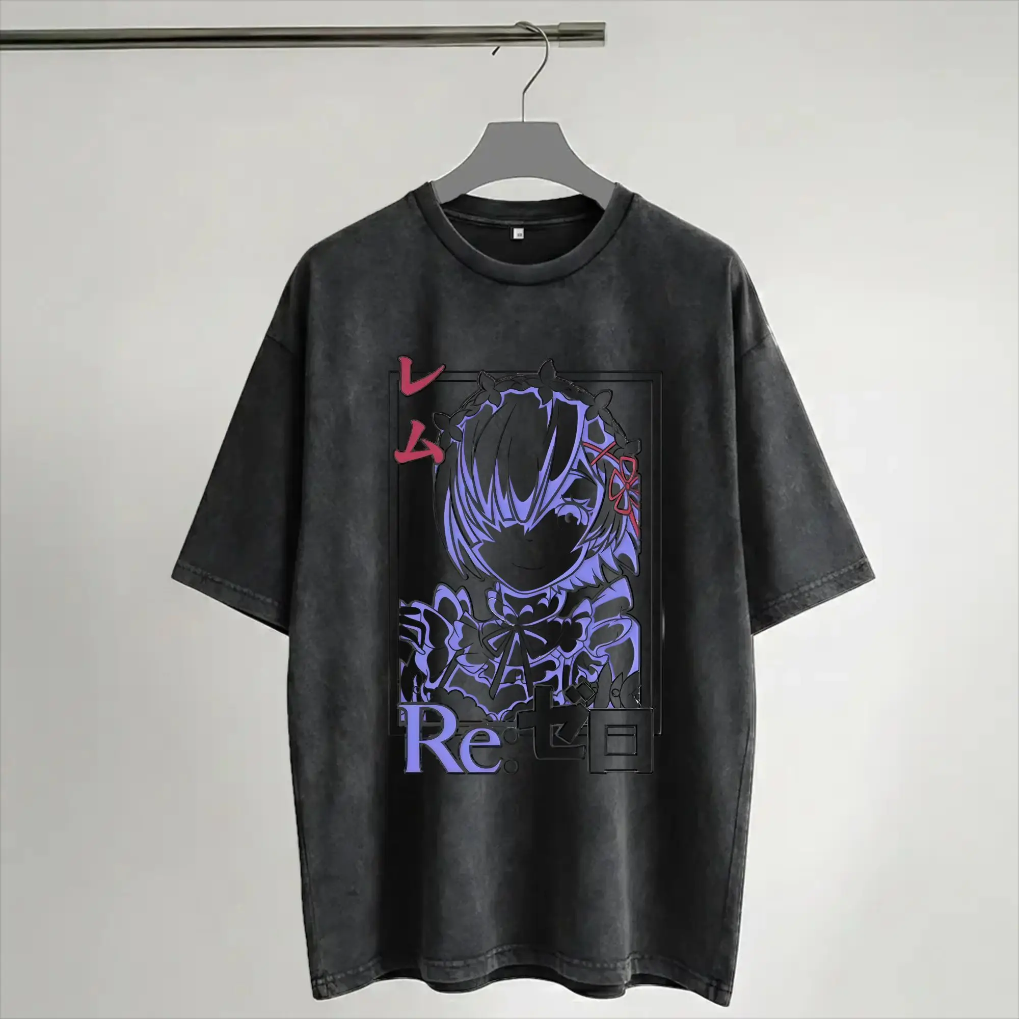 Summer Re:ZERO Starting Life in Another world Washed Shirt Merch Oversize T-Shirt  for Men Women Tee