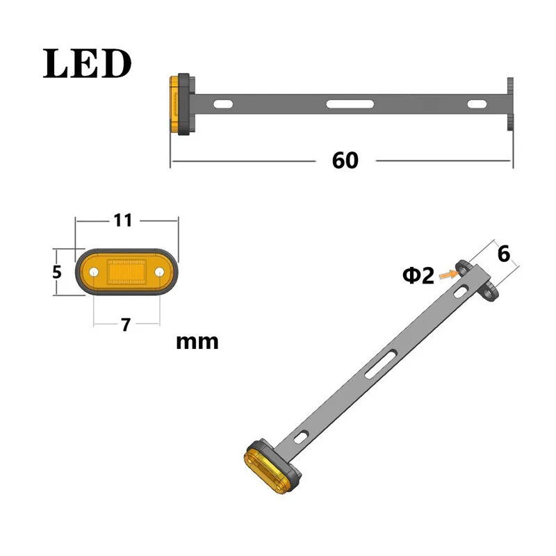 1:14th Scale RC Truck LED 3V Position Light Warning Lamp for SCANIA Tamiya 770S R620 for VOLVO ACTROS AROCS Model Car DIY Parts