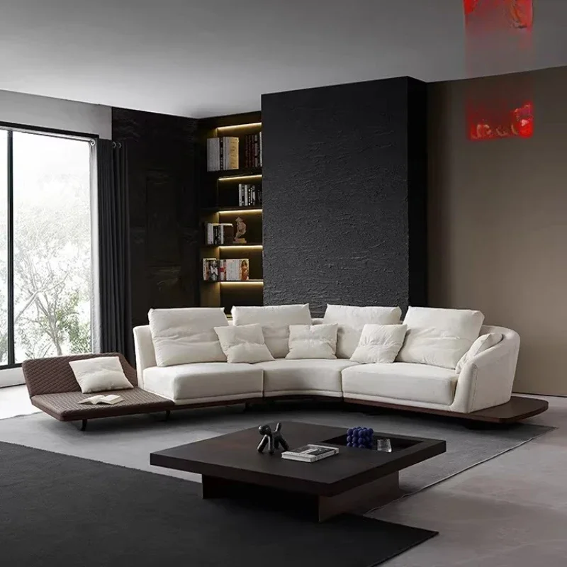 OGMCurved Sofa, High-end Light Luxury Villa Large Flat Floor Corner Combination