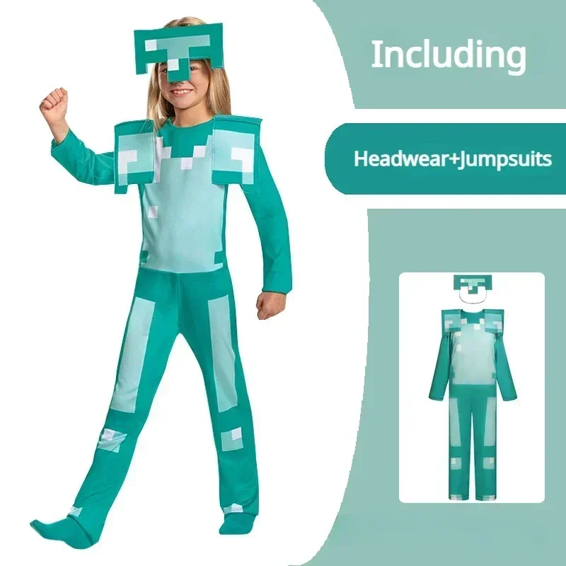 Spiel Meine Welt Rollenspiel Feiertagsparty Pixel-Kostüm Spielzeug Mc Jungen Mädchen Set Diamant Weihnachtsgeschenk Bühnenkostüm