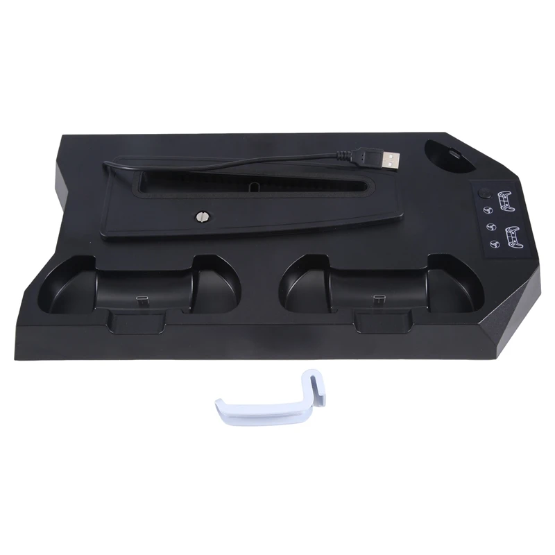 حامل تبريد PS5 Slim/PS5 لقاعدة مروحة DE/UHD، وحدة تحكم رفيعة للغاية متعددة الوظائف، حامل شحن مباشر متين، أسود