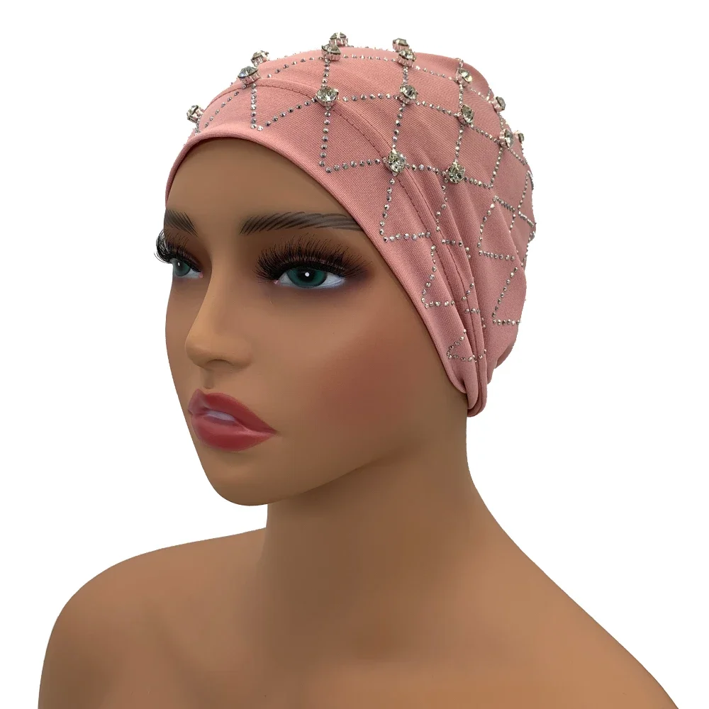Muslim Inner Hijabs Islam Under Scarf Cap Stretchy Headscarf Bonnet Turbante Mujer Rhinestone Head Wraps for Ramadan Women