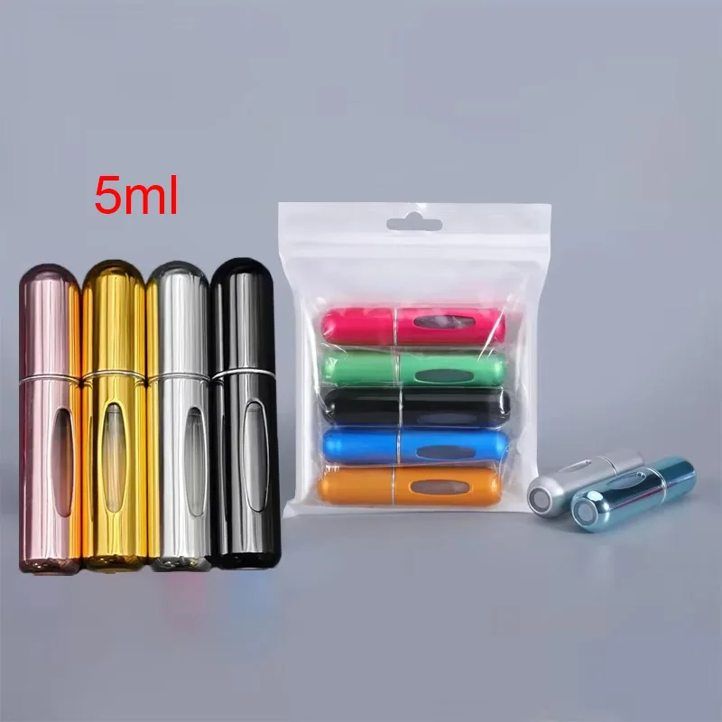 5 pieces of 5ml refillable mini perfume sprayers, aluminum perfume bottles, portable perfume spray bottles, travel perfume mini bottles